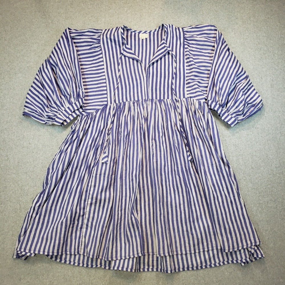 House of Sundar Tara Mini Dress Womens Sky‎ Lines Royal Blue Size S Cotton Boho